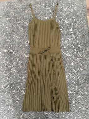 Gucci Pleated Knit Midi Dress XS Olive Green Made in Italy